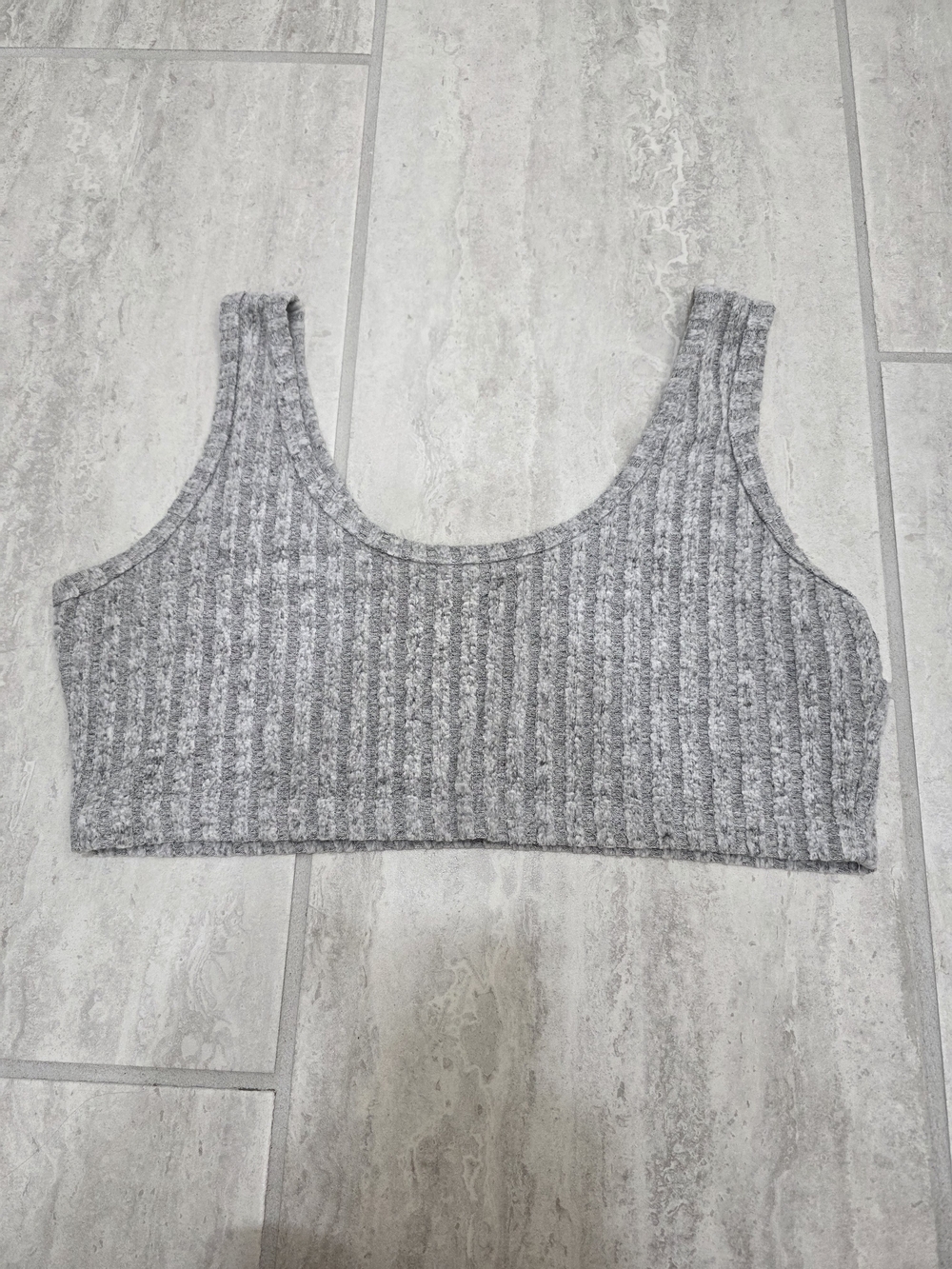 SHEIN Gray Ribbed Knit Tank Crop Top